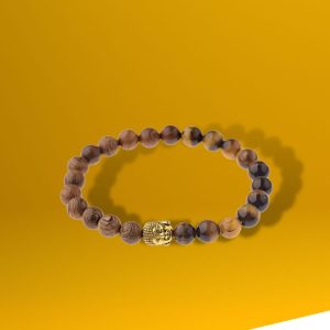 Pulsera Tibetana Hecha en Ojo de Tigre con Madera de Ébano